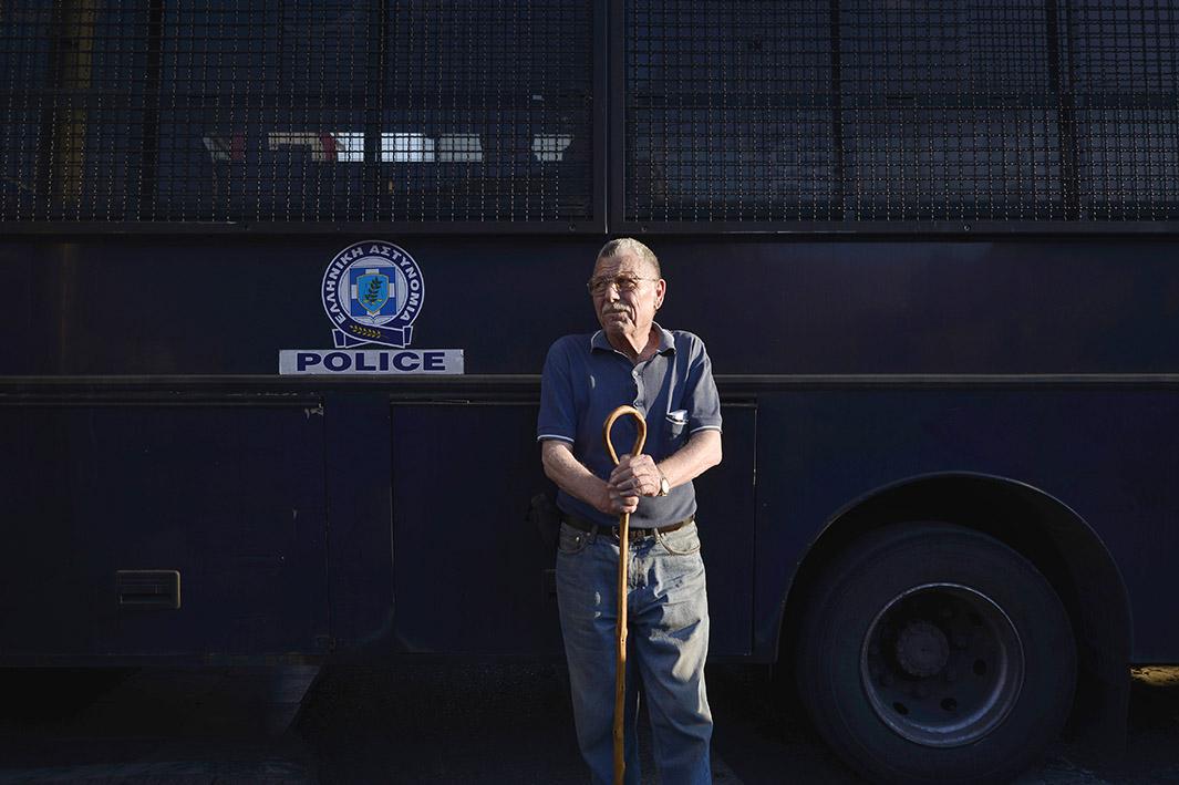 pensioners gather against austerity measures on June 23, 2015 in