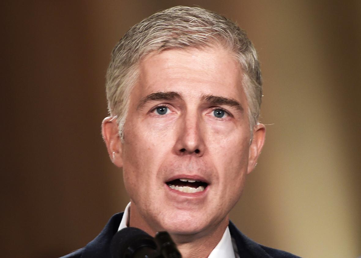Judge Neil Gorsuch speaks, after US President Donald Trump nominated him for the Supreme Court, at the White House in Washington, DC, on January 31, 2017.