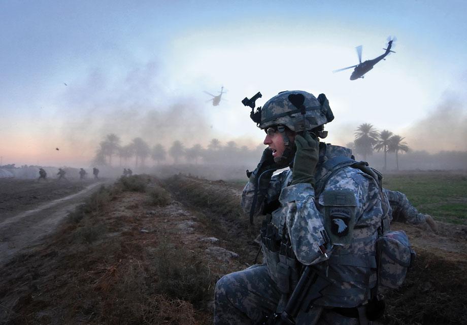 UBAYDI, Iraq—Capt. George Morris, commander of B Company, 2-502 Infantry, and his soldiers hit the ground running in the opening salvo of Operation “Patriot Strike.” The soldiers detained 10 suspected al-Qaida conspirators and seized weapons and bomb-making supplies, Dec. 29, 2007.