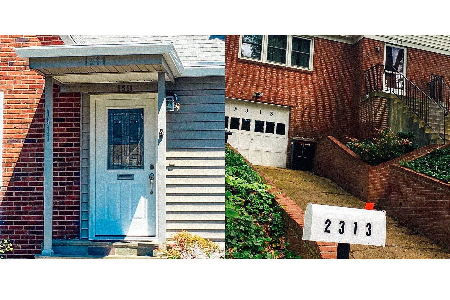 Houses with multiple address numbers all over them.