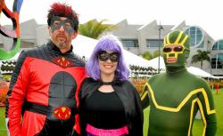 Three Comic-Con enthusiasts dress up as their favorite characters outside the 2012 Comic-Con.