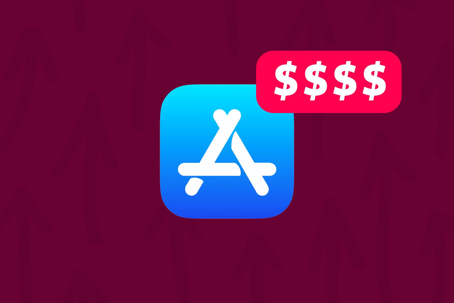 The Apple App Store icon with a red notification bubble filled with four dollar signs.