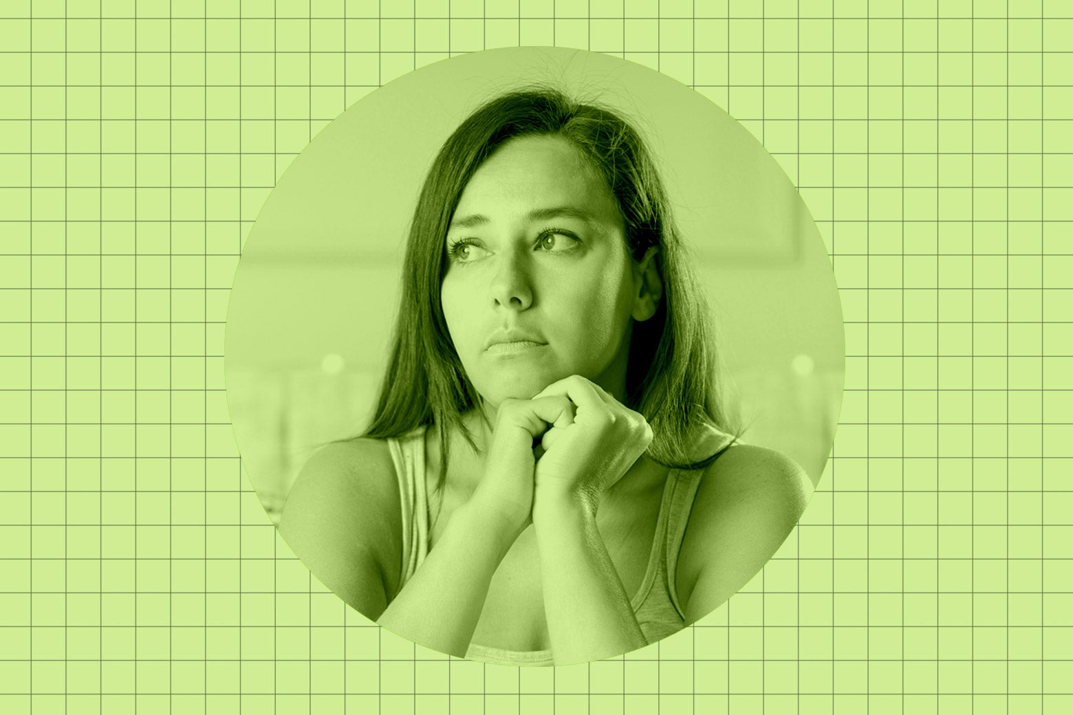 A woman looking unhappy.