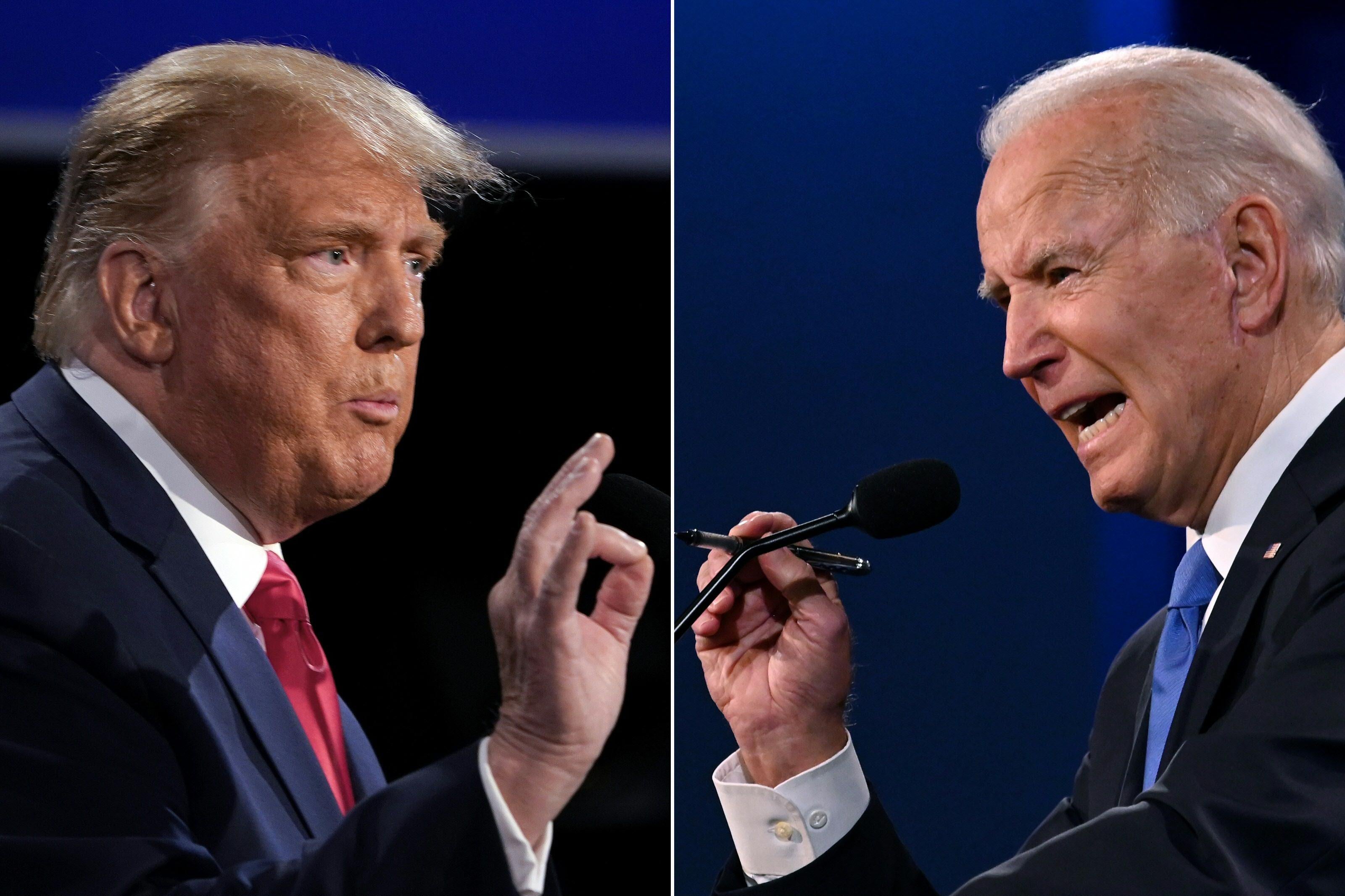 Donald Trump and Joe Biden during the final presidential debate 
