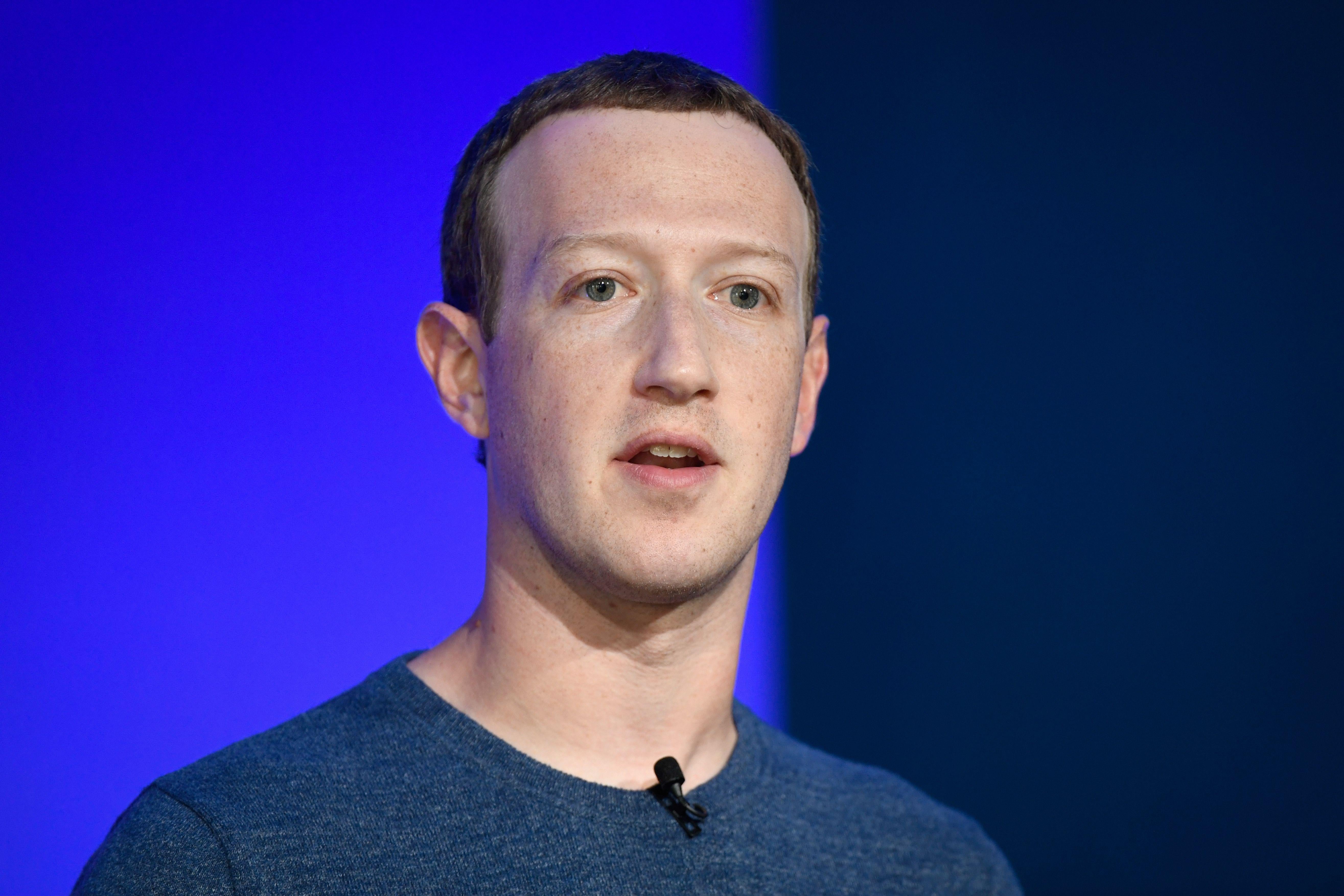Facebook CEO Mark Zuckerberg speaks at a press conference.