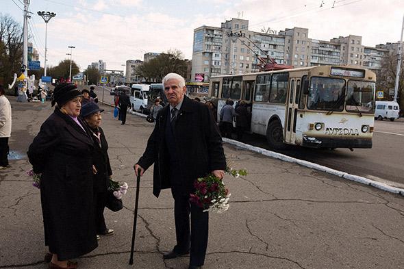 Street scene in Tiraspol, Moldova. November 2013.