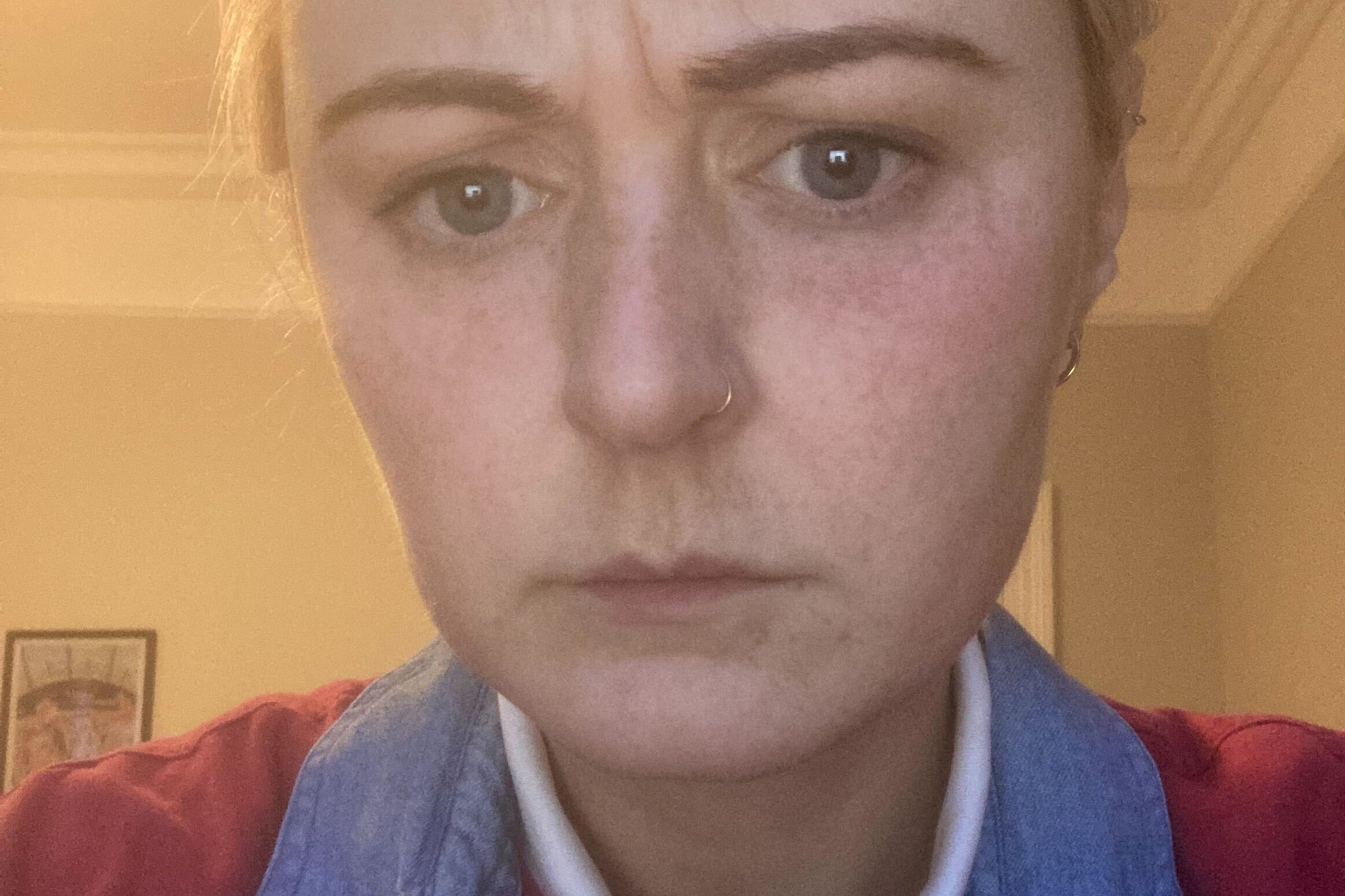 The author with a furrowed brow.