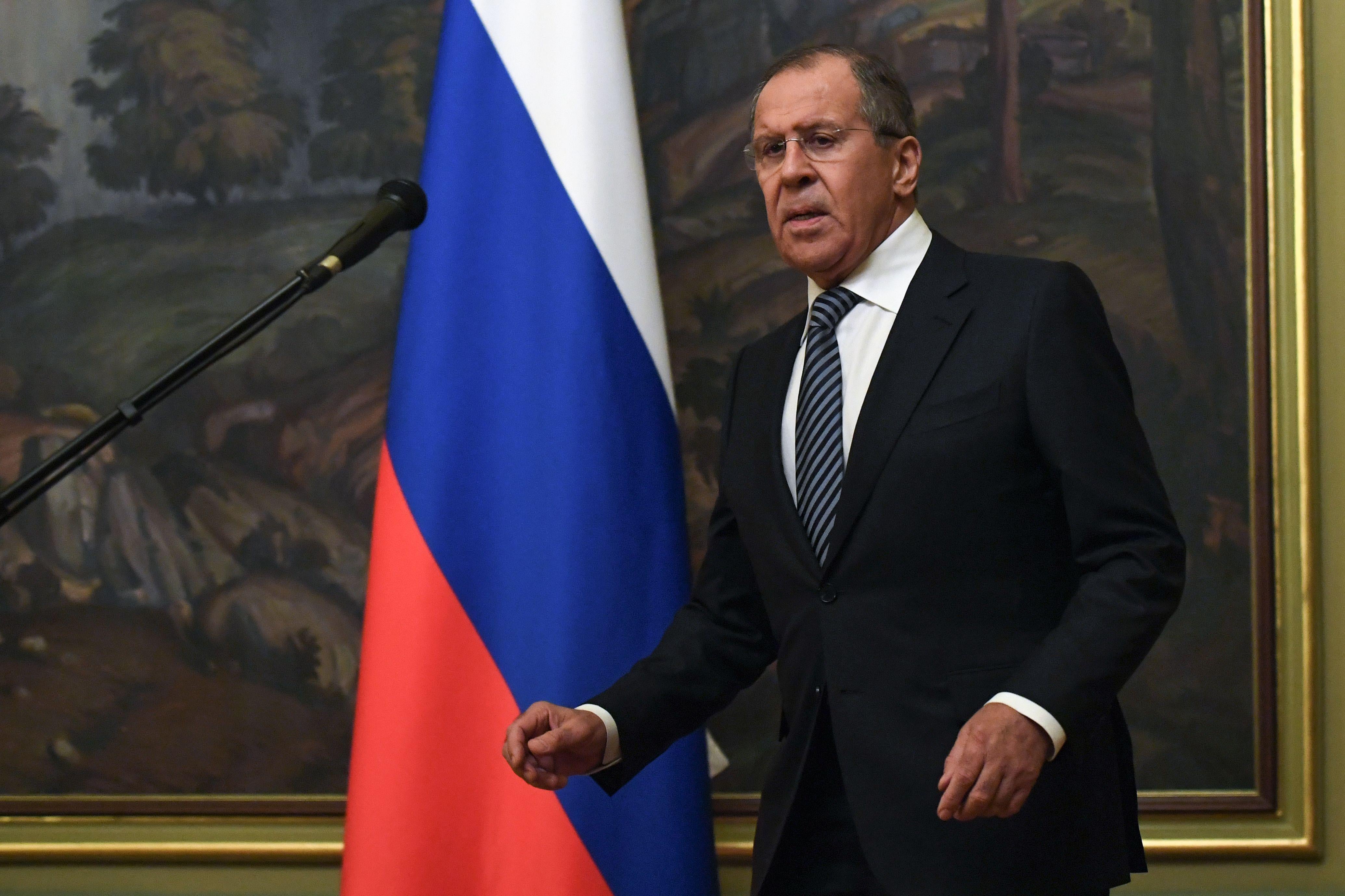 Russian Foreign Minister Sergei Lavrov announces the decision to expel 60 US diplomats and close its consulate in Saint Petersburg in a tit-for-tat expulsion.
