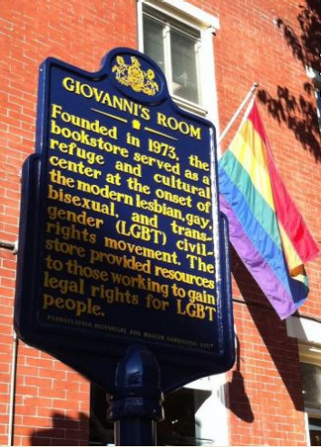 The Pennsylvania Historical and Museum Commission's commemoration of Giovanni's Room, unveiled on Oct. 15, 2011.