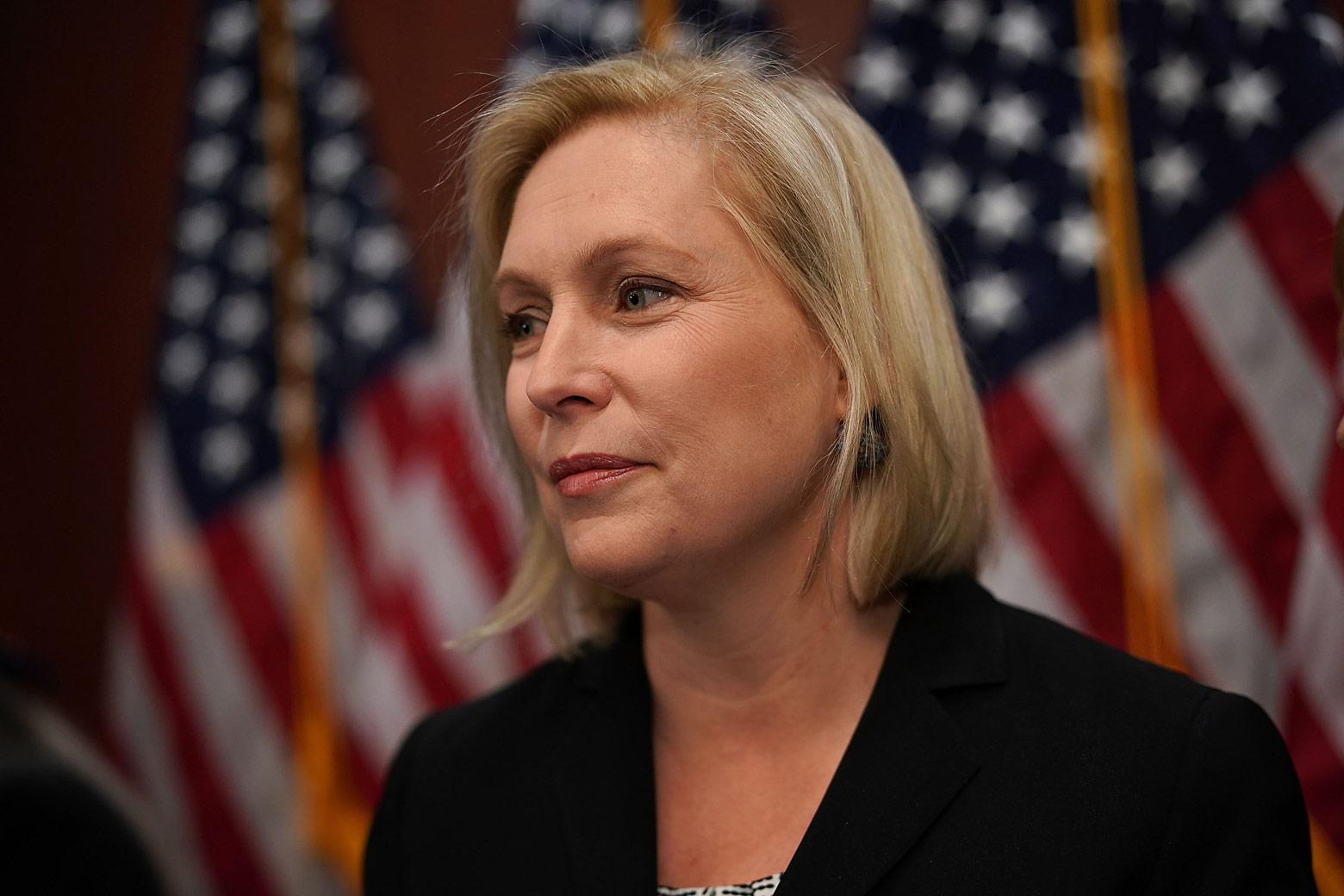 New York Sen. Kirsten Gillibrand listens during a Dec. 12 news conference on Capitol Hill in Washington.