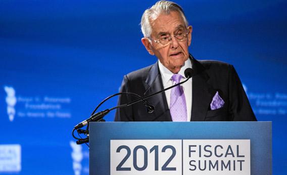 Pete Peterson, chairman of the Peter G. Peterson Foundation, speaks at the 2012 Fiscal Summit on May 15, 2012 in Washington, DC.