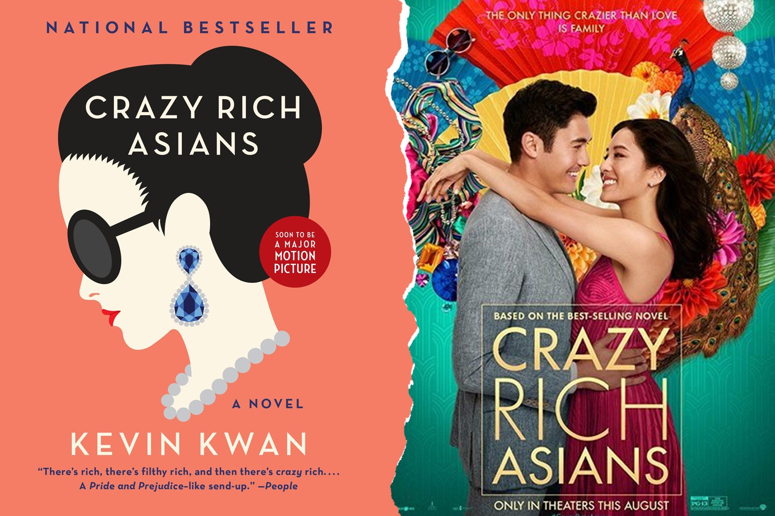 Crazy Rich Asians book cover and movie poster.