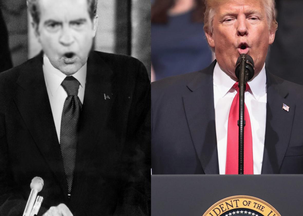 President Richard Nixon in 1973 and President Donald Trump in 2017