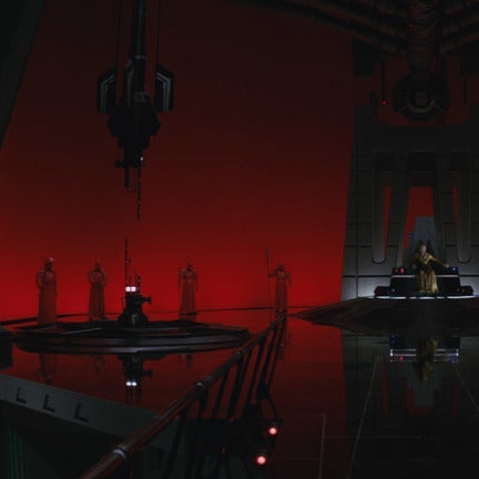 Snoke's throne room, which is red with black accents