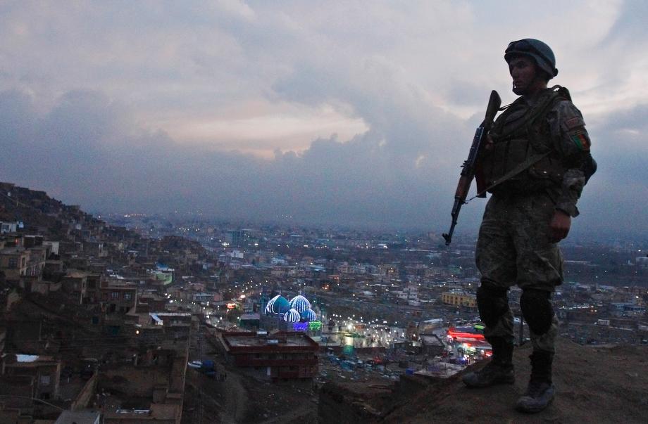 An Afghan Army soldier secures the hill overlooking the Kart-e Sakhi mosque in Kabul, Afghanistan on March 20, 2013. Thousands of Afghans will celebrated the Persian New Year Nowruz, marking the first day of spring and the beginning of the year on the Persian calendar.