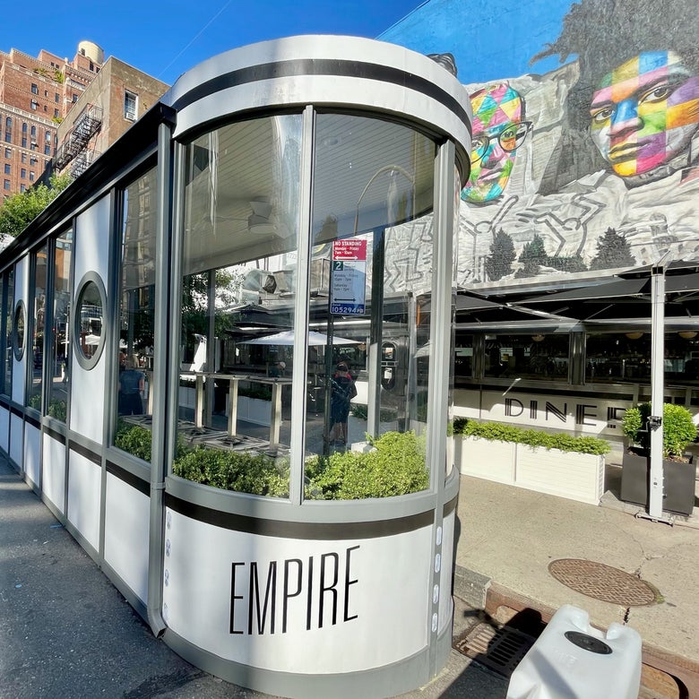 A curbside dining shed at the Empire Diner in Manhattan.