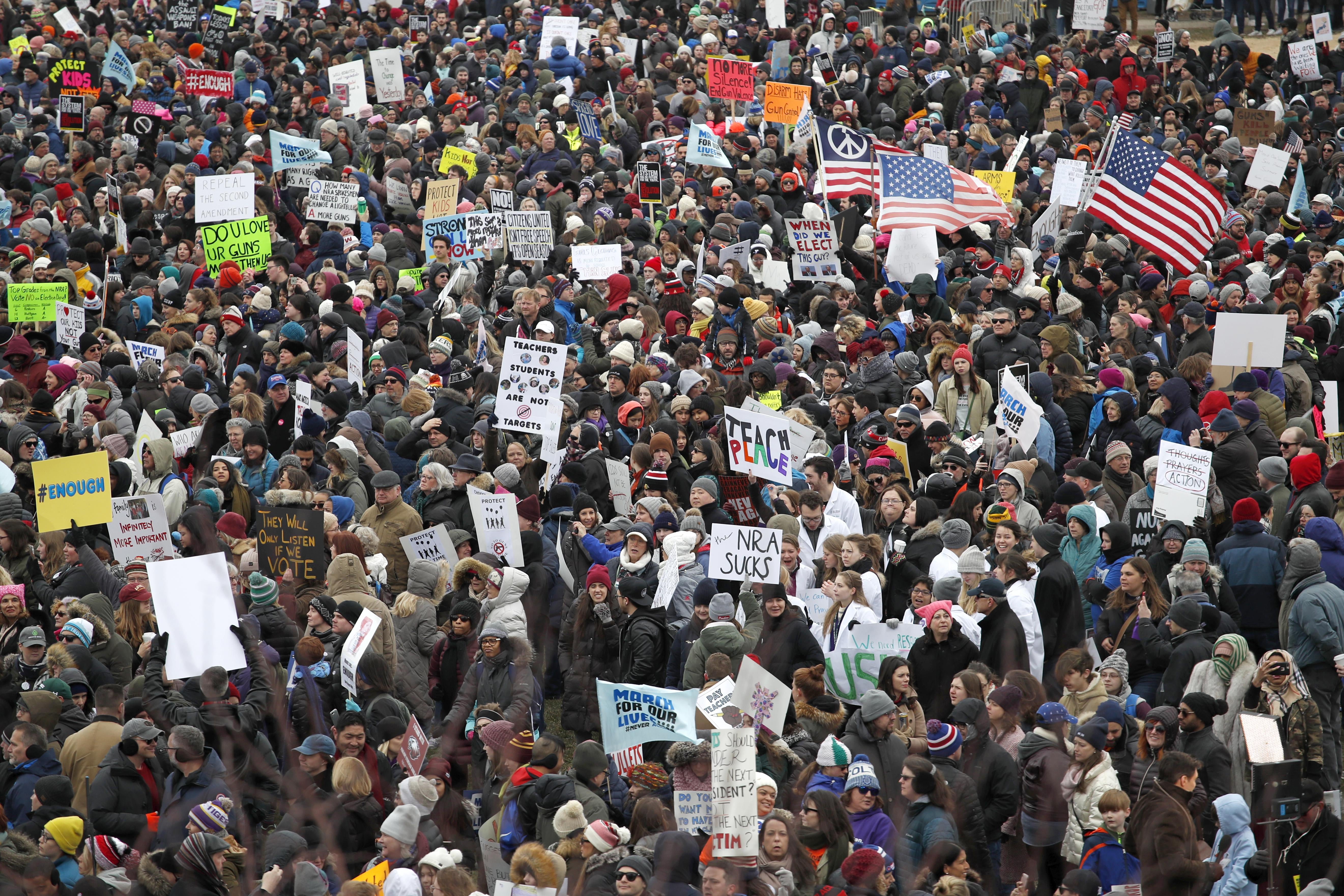 Protesters gather for the March for Our Lives rally on March 24, 2018 in Chicago, Illinois. 