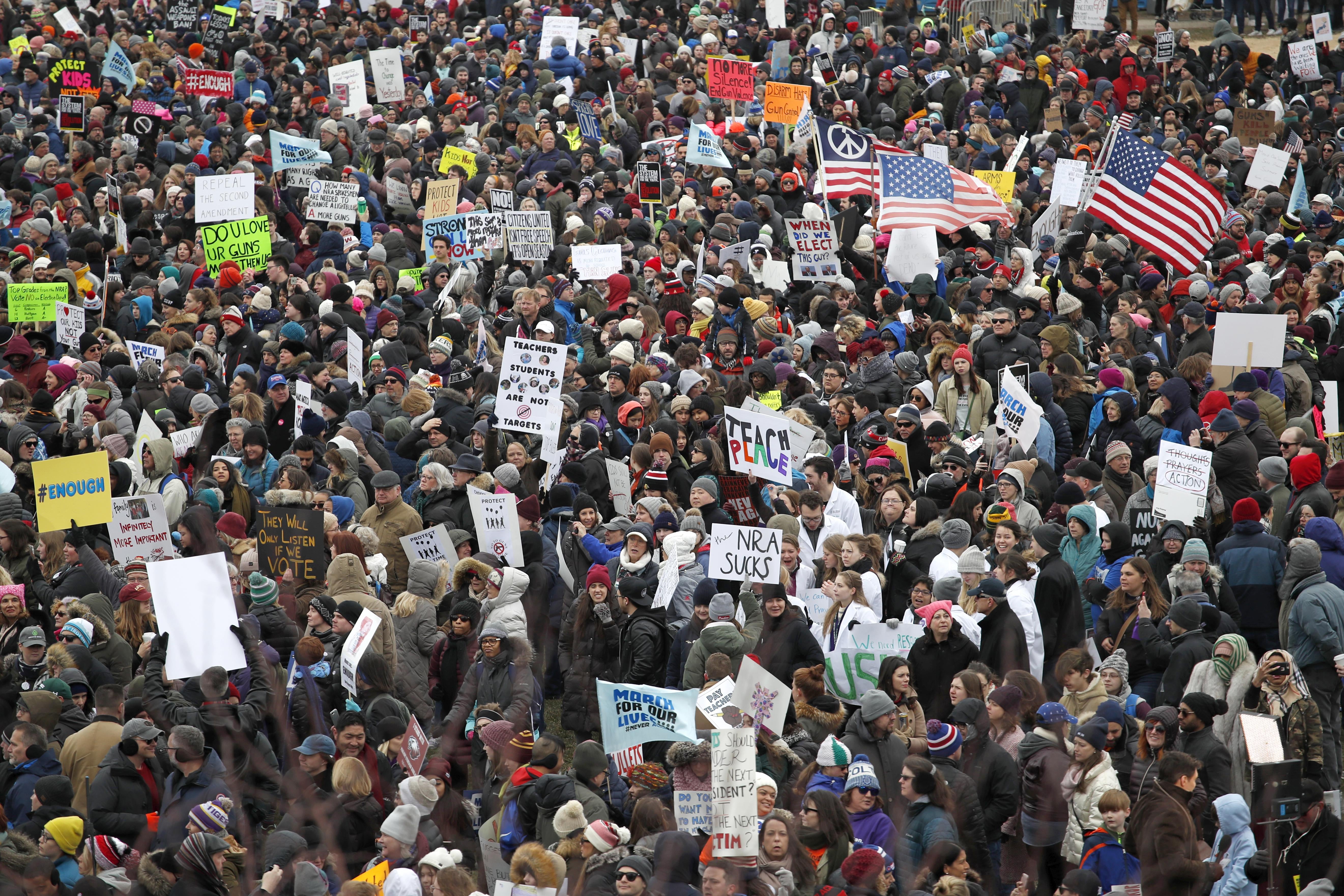 Protesters gather for the March for Our Lives rally on March 24, 2018 in Chicago, Illinois.