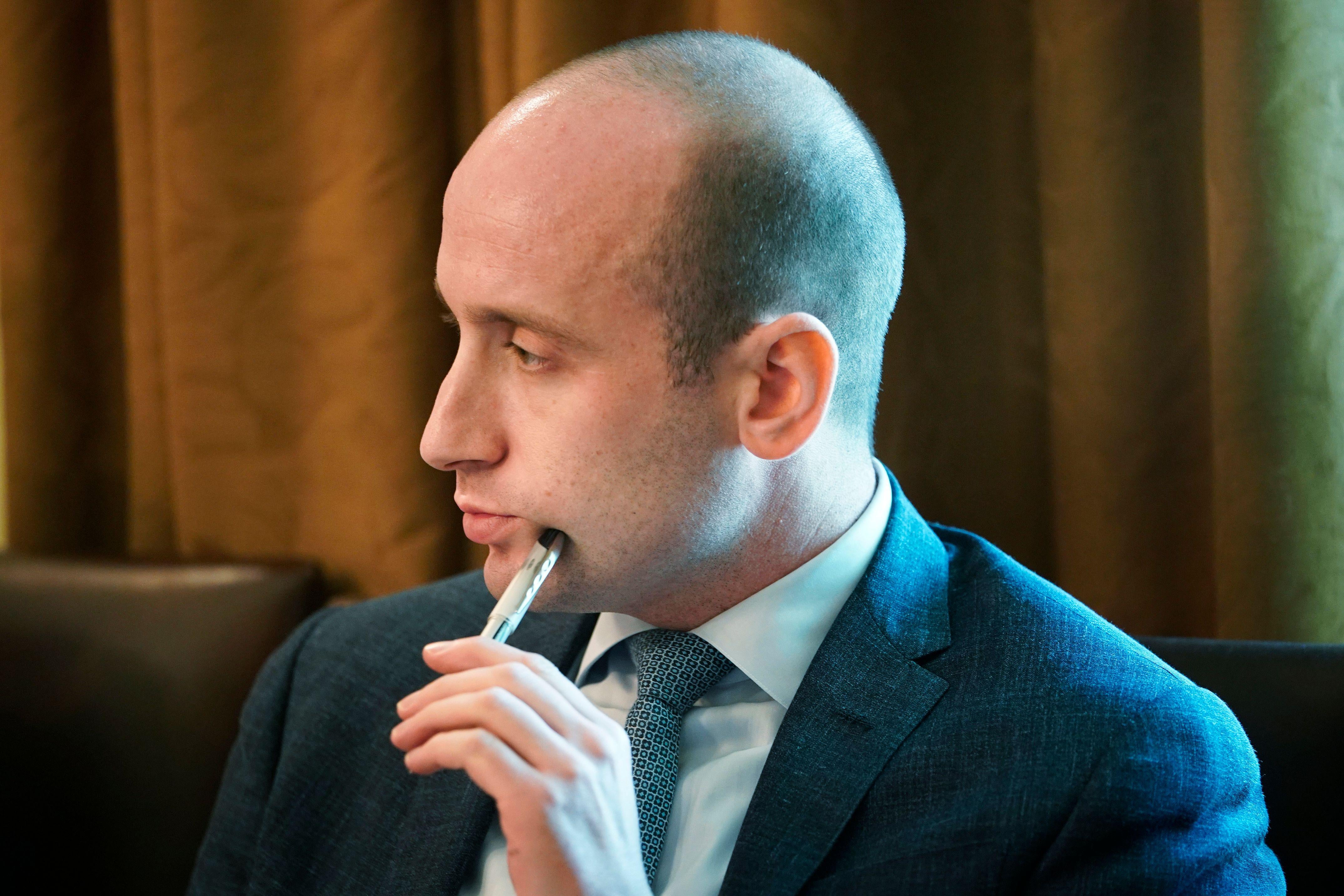 Stephen Miller attends a Cabinet meeting in the White House on August 16, 2018 in Washington, D.C. 