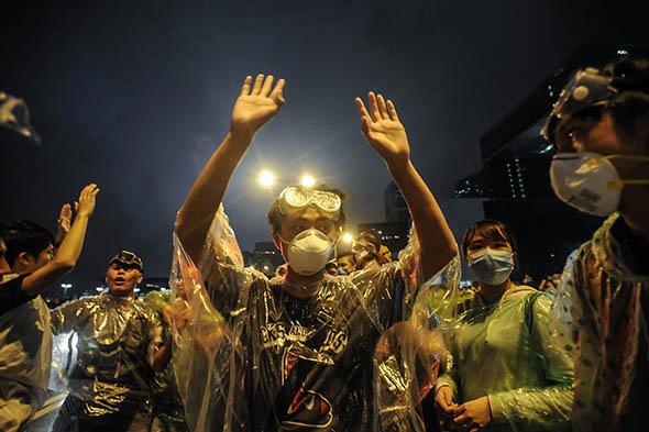 Protesters take over the outside of Hong Kong.