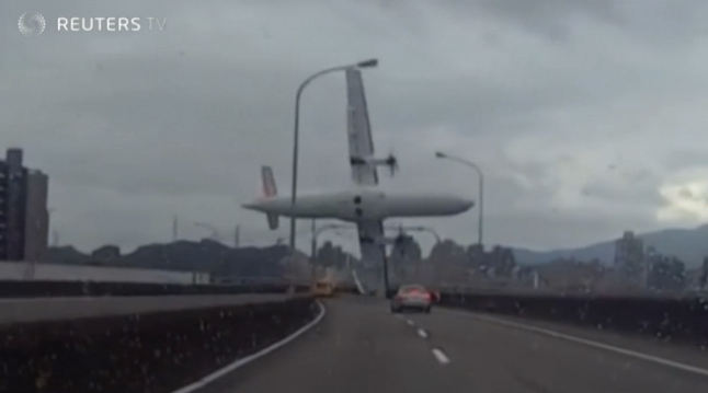 Transasia Crash Plane Tilts Sideways Over Highway And Hits