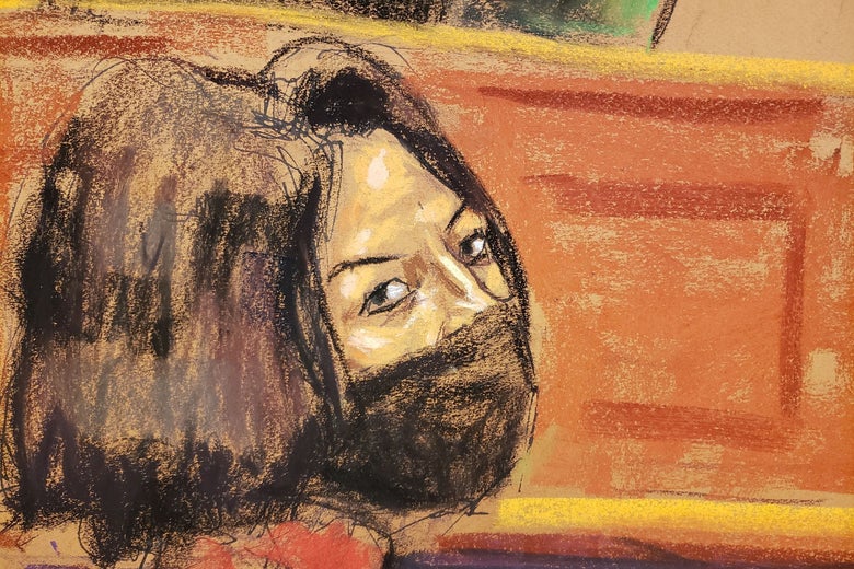 Ghislaine Maxwell, the Jeffrey Epstein associate accused of sex trafficking, attends her trial in a courtroom sketch in New York City.