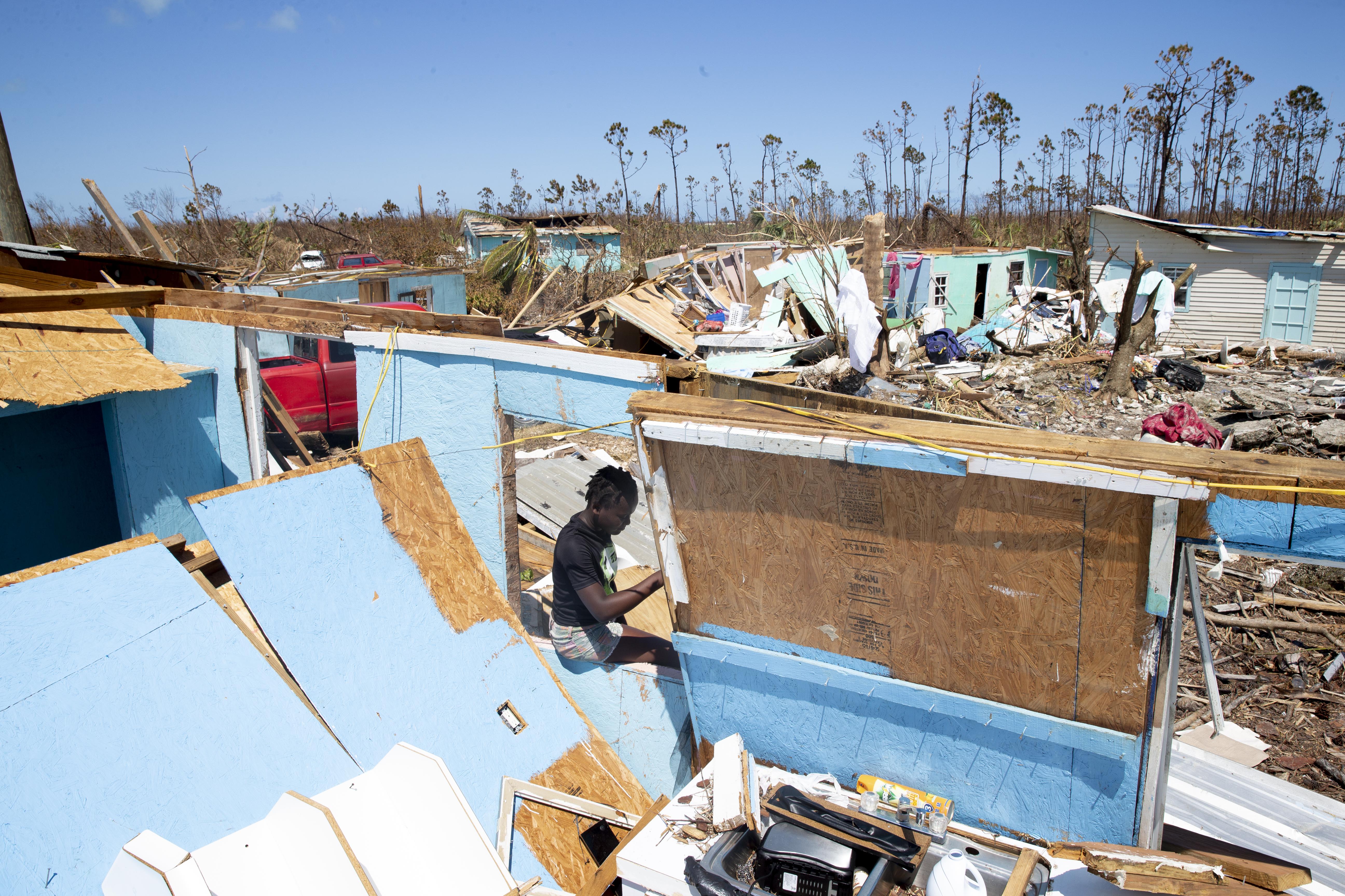 Destroyed homes in the community of Farm Road in the Bahamas
