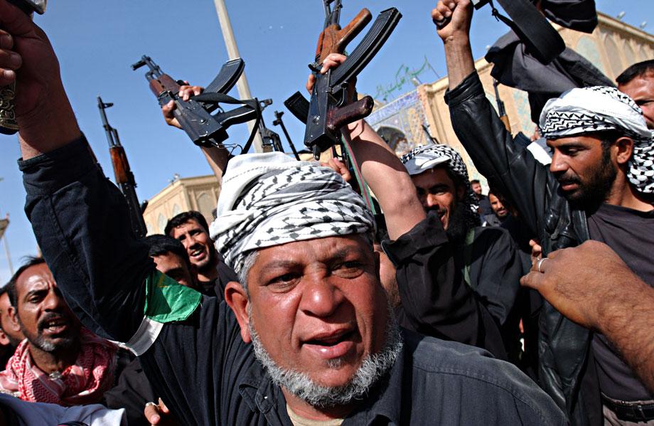 Supporters of Muqtada al Sadr protest against American occupation in Najaf, Najaf province, Iraq on April 6, 2004.