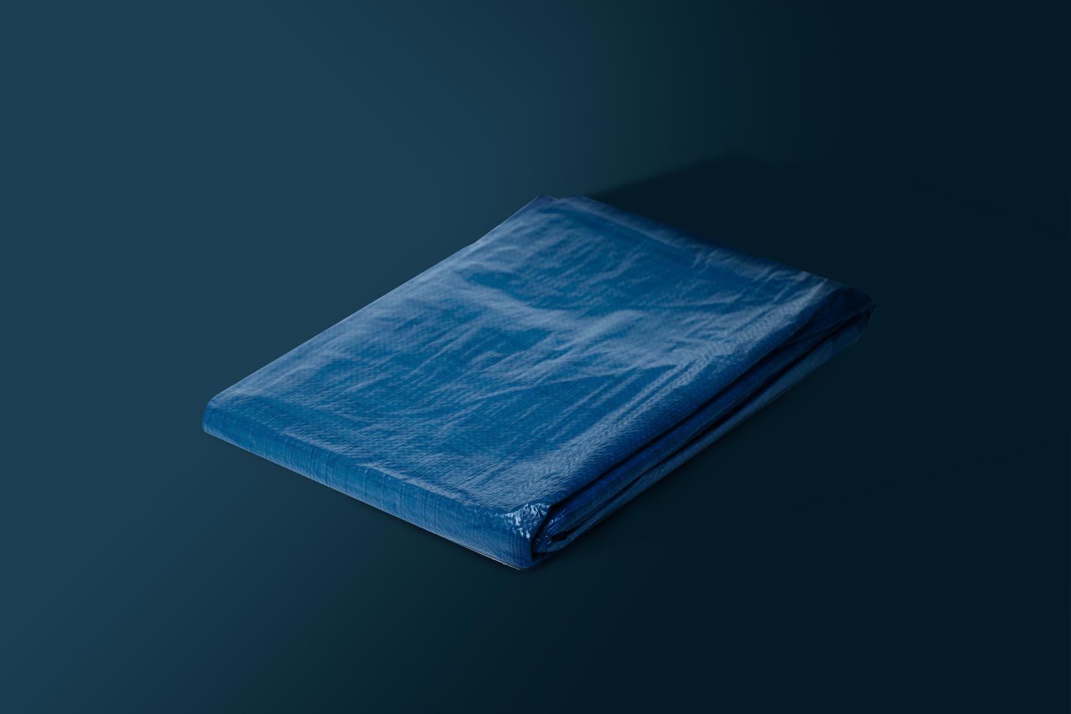 A folded-up blue tarp.