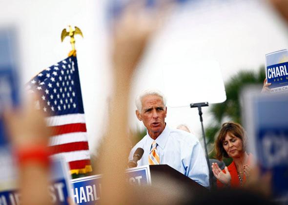 Former Florida Gov. Charlie Crist announces that he will run for Governor as a Democrat on November 4, 2013 in St. Petersburg, Florida.