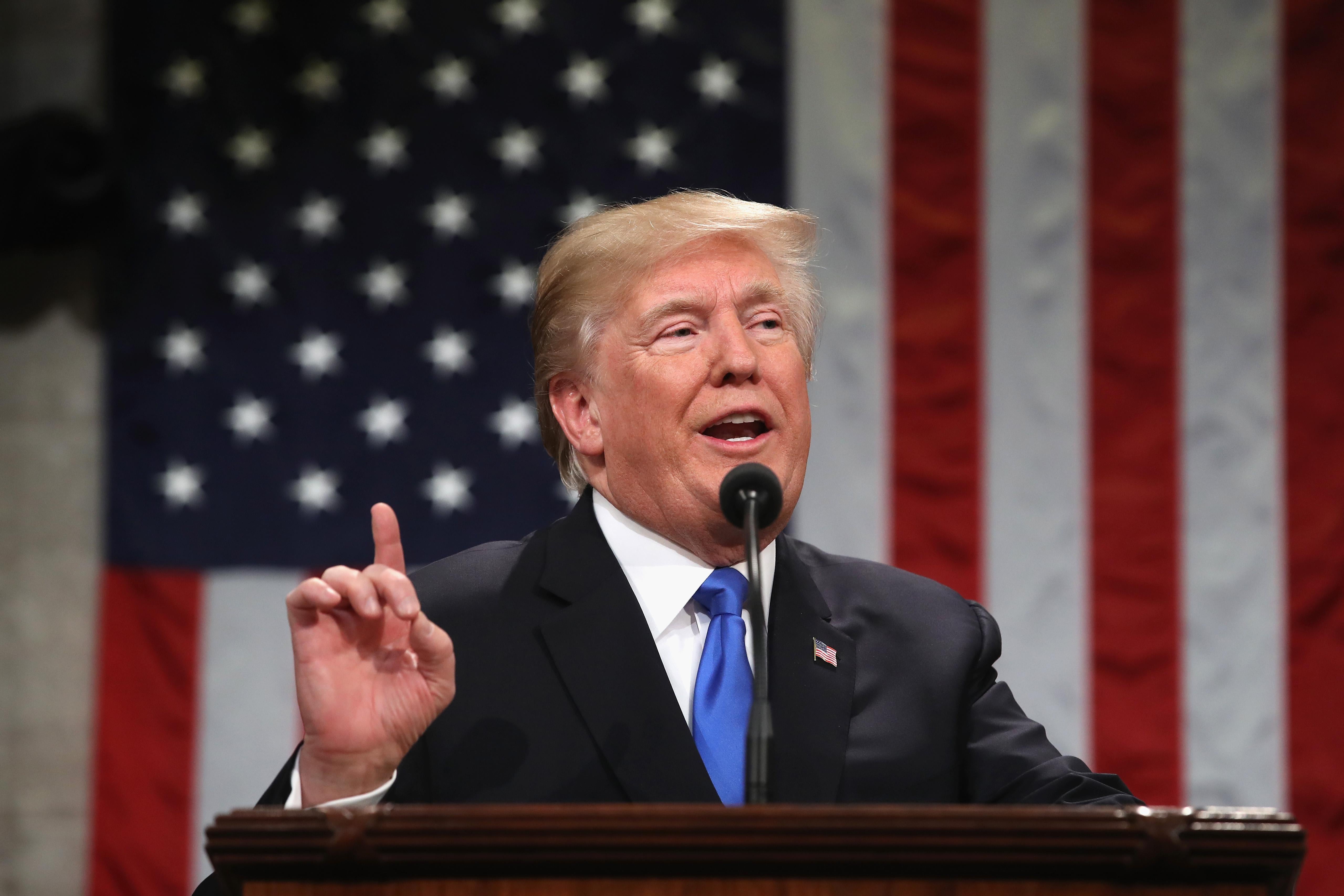 President Trump delivering his 2018 State of the Union address.