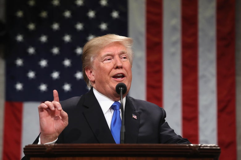 President Trump delivering his 2018 State of the Union address.