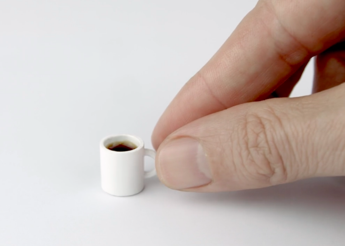 World's smallest cup of coffee uses a single bean (VIDEO).