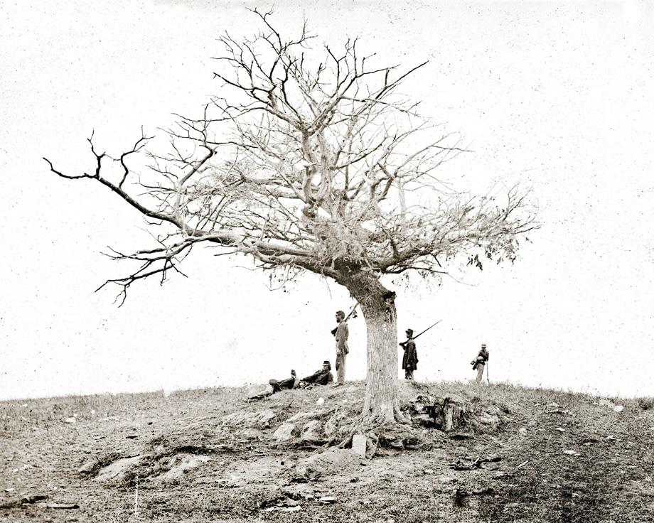 A lone grave on the Antietam battlefield.