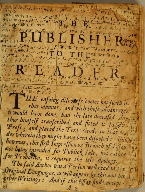 Roger Williams’ last known theological work lurking in the margins of an old book in an encrypted secret code -- "An Essay Towards the Reconciling of Differences Among Christians."