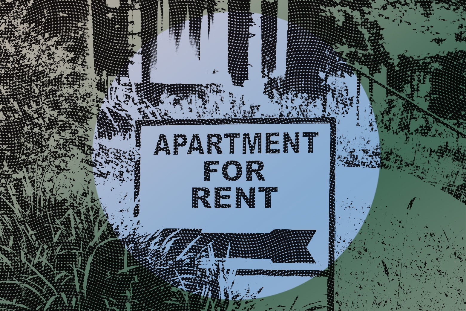Apartment for rent sign.