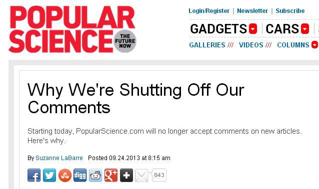 Popular Science thinks science journalism works better when people can't question it.
