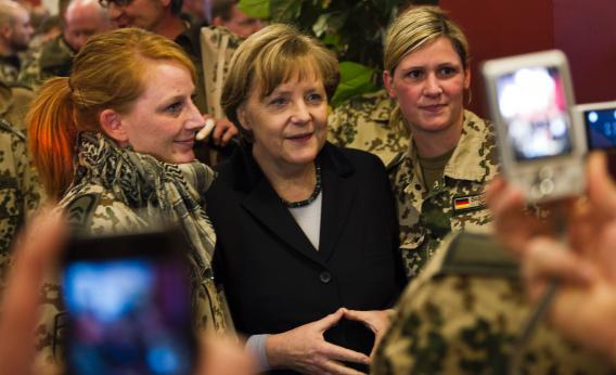 Angela Merkel meets with the Bundeswehr in Afghanistan