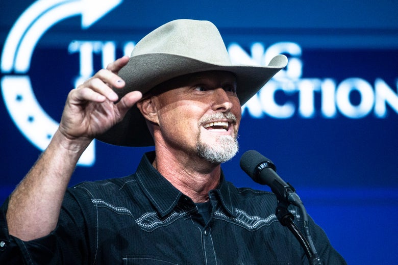 Pinal County Sheriff Mark Lamb speaks at the Rally to Protect Our Elections sponsored by Turning Point Action at the Arizona Federal Theatre in Phoenix, July 24, 2021.