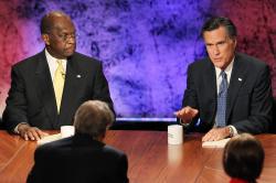 Herman Cain and Mitt Romney