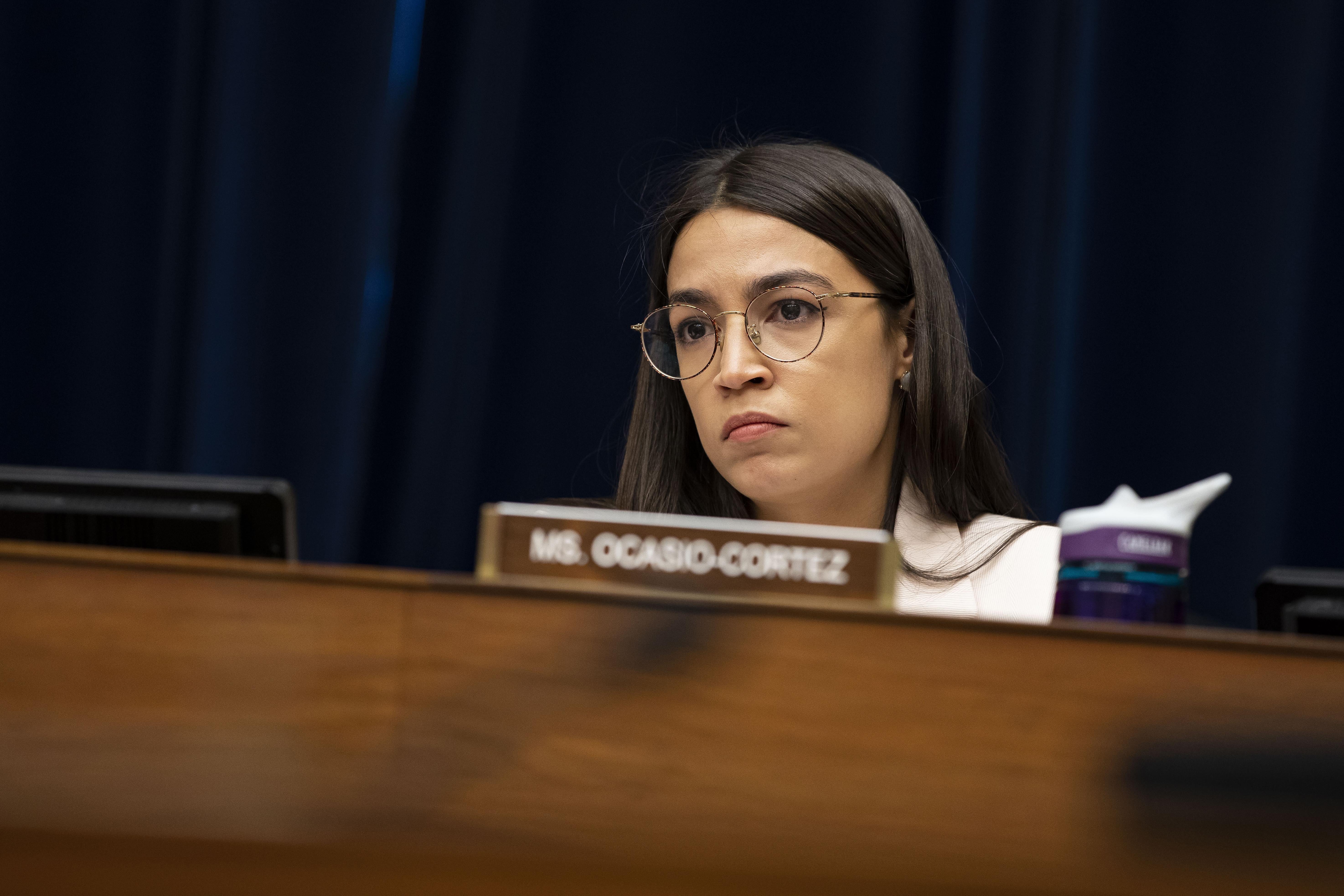 Rep. Alexandria Ocasio-Cortez listens during a House Civil Rights and Civil Liberties Subcommittee hearing on confronting white supremacy at the U.S. Capitol on May 15, 2019 in Washington, D.C. 