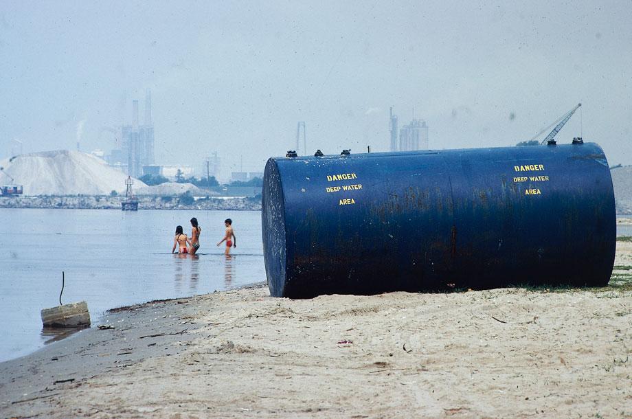 Chemical plants on shore are considered prime source of pollution Marc St. Gil, Lake Charles, La., June 1972 