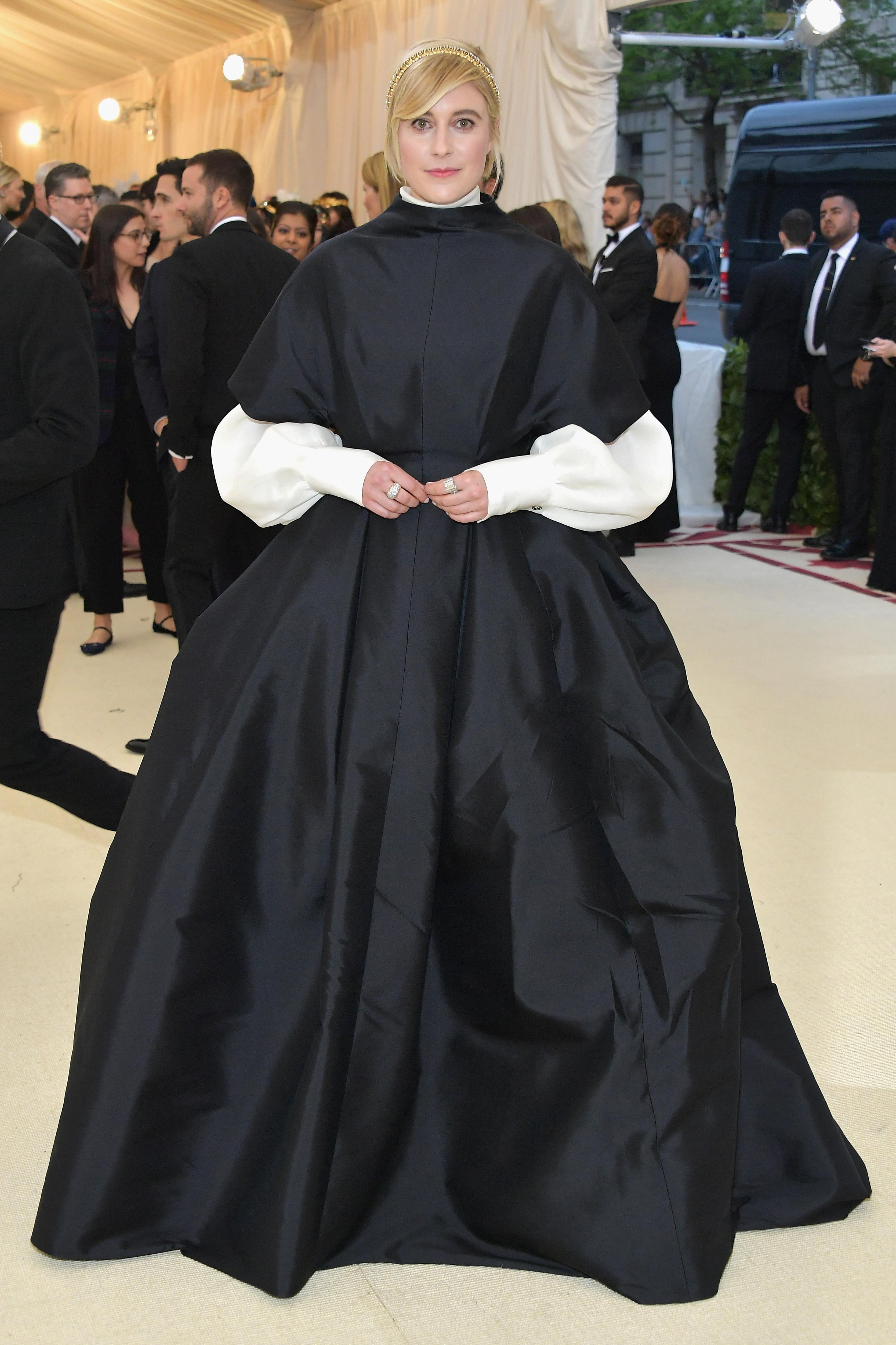 NEW YORK, NY - MAY 07: Greta Gerwig attends the Heavenly Bodies: Fashion & The Catholic Imagination Costume Institute Gala at The Metropolitan Museum of Art on May 7, 2018 in New York City. (Photo by Neilson Barnard/Getty Images)
