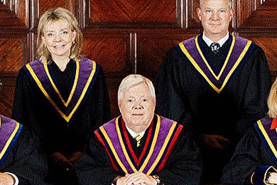 Pennsylvania Supreme Court: Justice Christine Donohue, Chief Justice Thomas G. Saylor, Justices Kevin M. Dougherty and Debra McCloskey Todd. Justices David Wecht, Max Baer, and Sallie Updyke Mundy are not pictured.