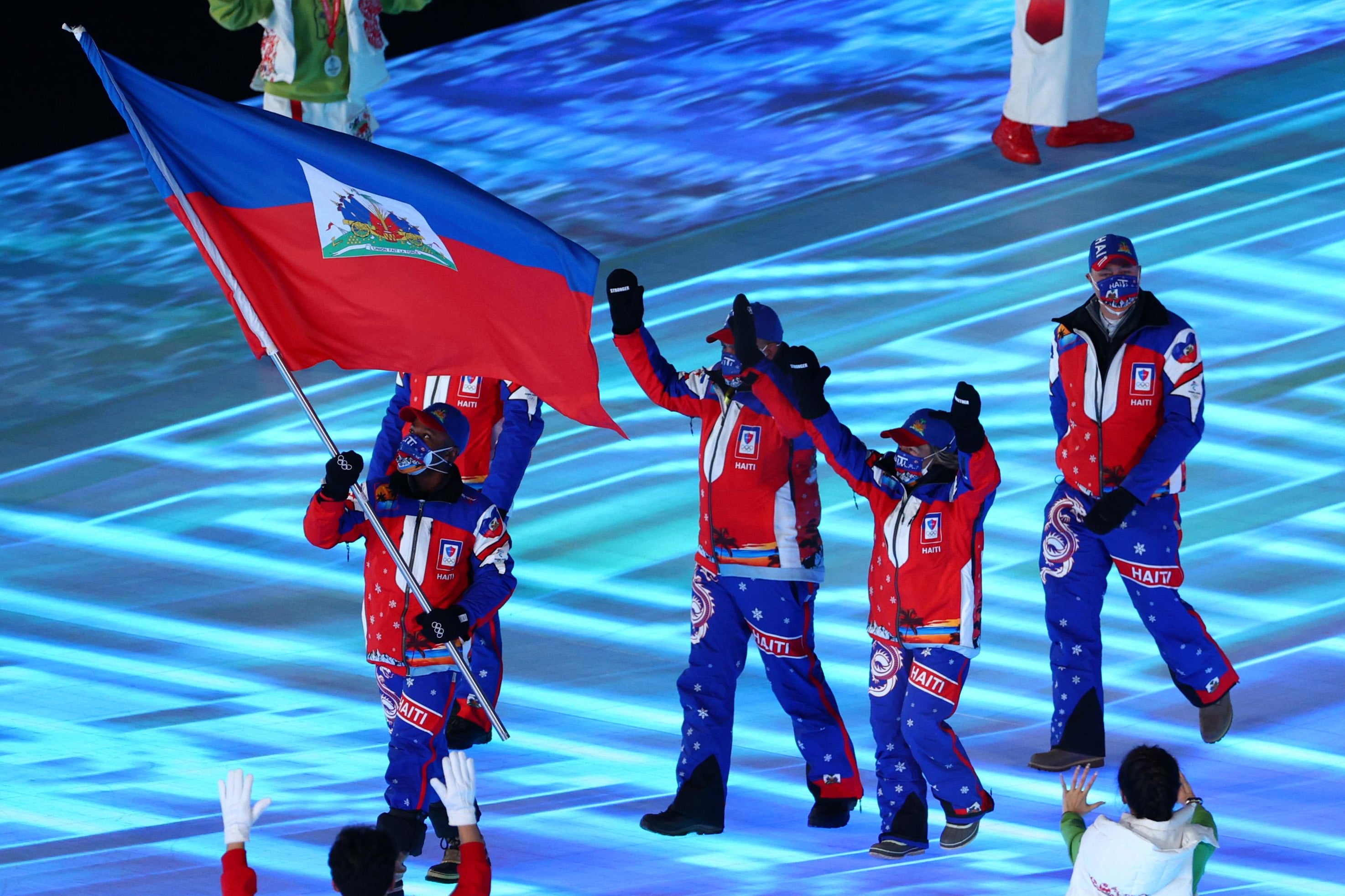 Team Haiti marches as a group.