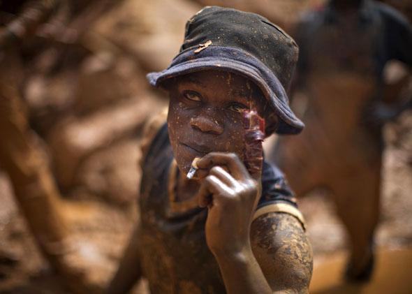 Gold miner in northeastern Congo