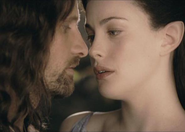 Arwen and Aragorn, both half elf, half human.