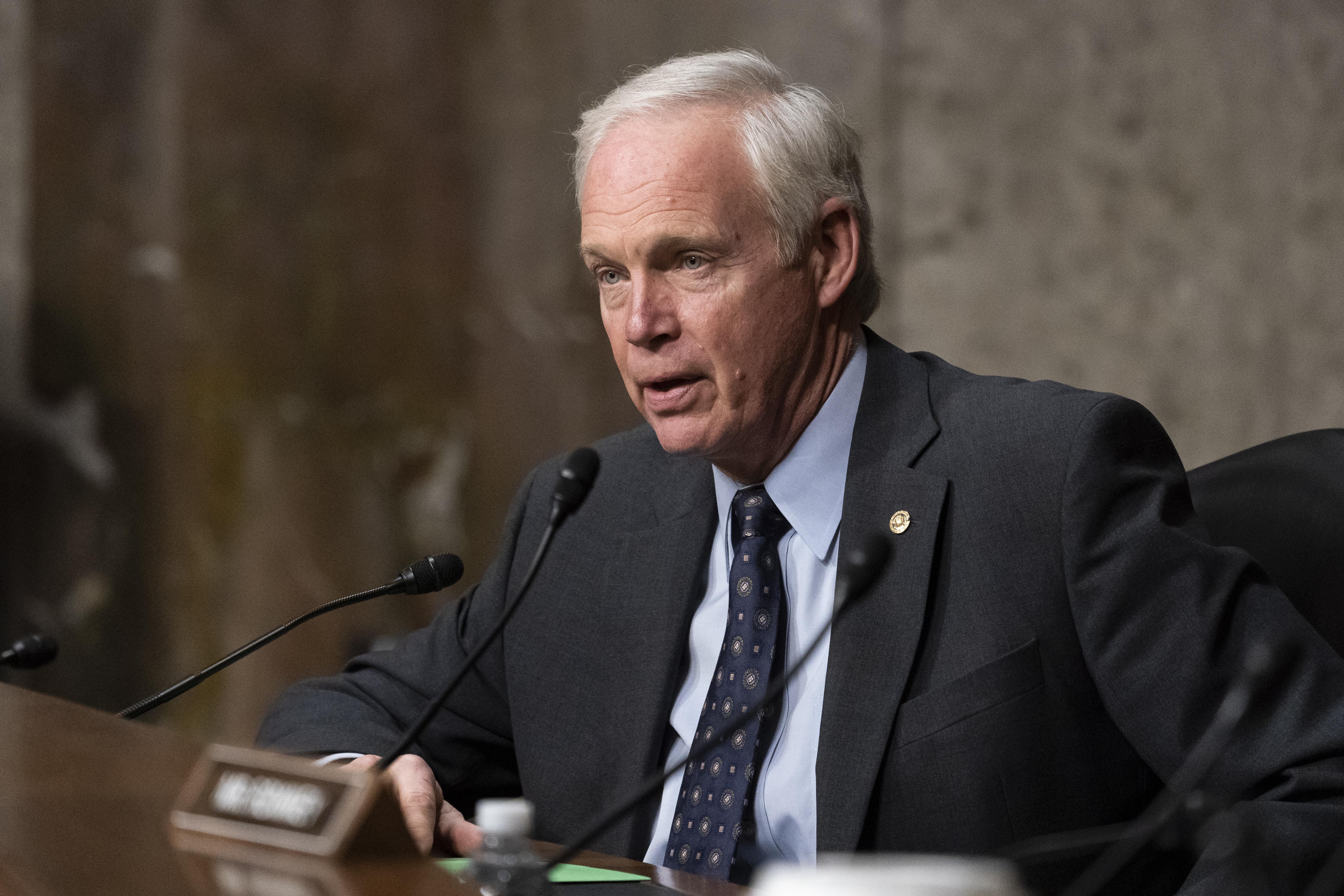 WASHINGTON, DC - DECEMBER 07: Sen. Ron Johnson (R-WI) speaks during a Senate Foreign Relations Committee hearing to examine U.S.-Russia policy at the U.S. Capitol on December 7, 2021 in Washington, DC. (Photo by Alex Brandon-Pool/Getty Images)