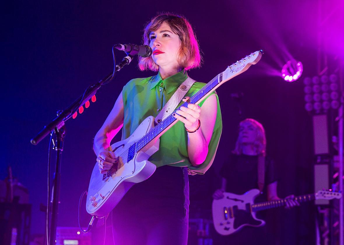 Sleater-Kinney’s Carrie Brownstein performs at Stubb’s Bar-B-Q on April 17, 2015, in Austin, Texas.