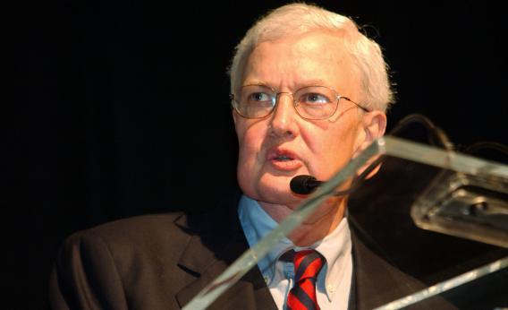 Film critic Roger Ebert speaks during the opening of the Chicago International Film Festival.